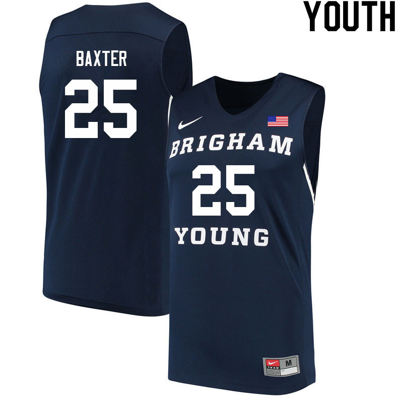 Youth #25 Gavin Baxter BYU Cougars College Basketball Jerseys Sale-Navy